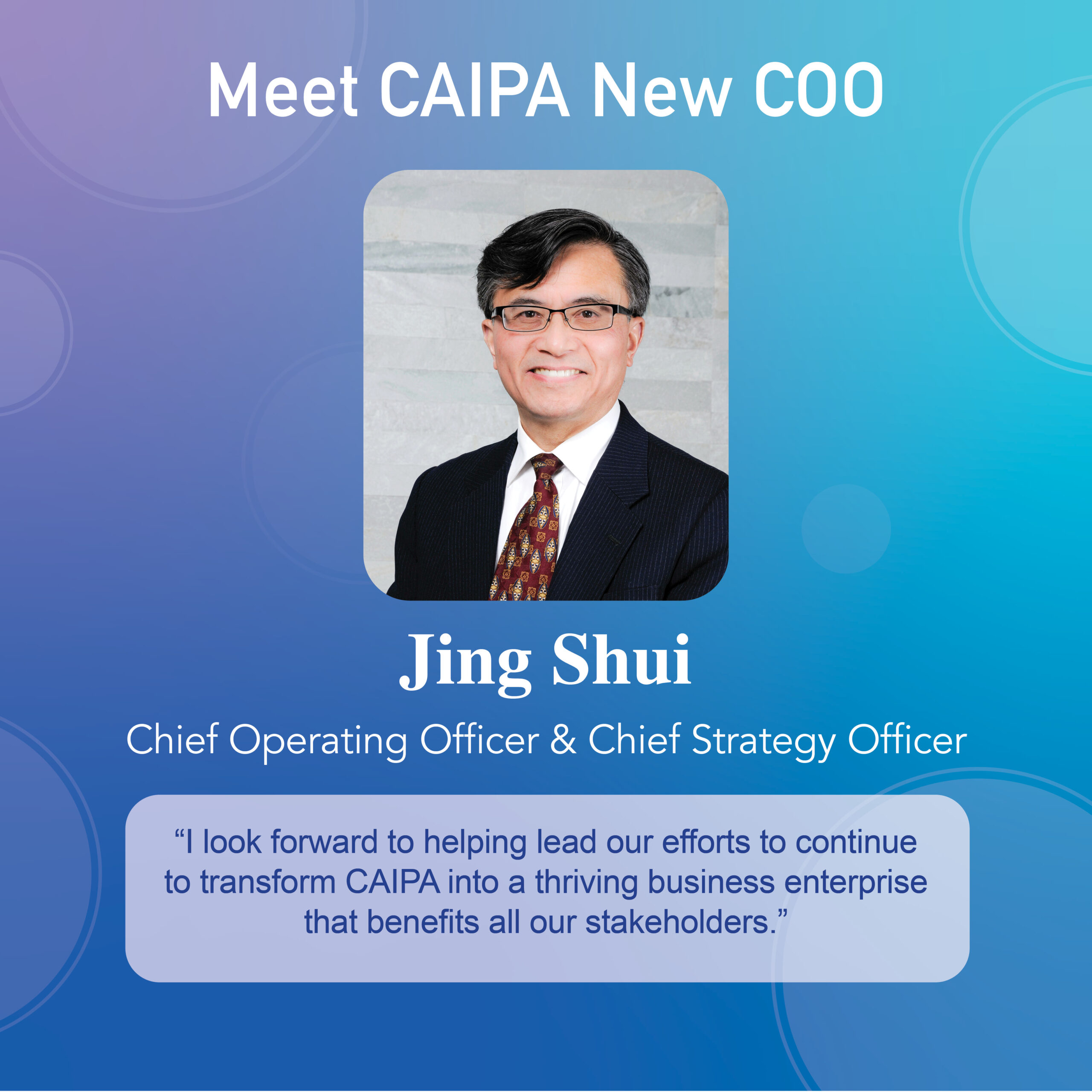 CAIPA New COO Jing Shui