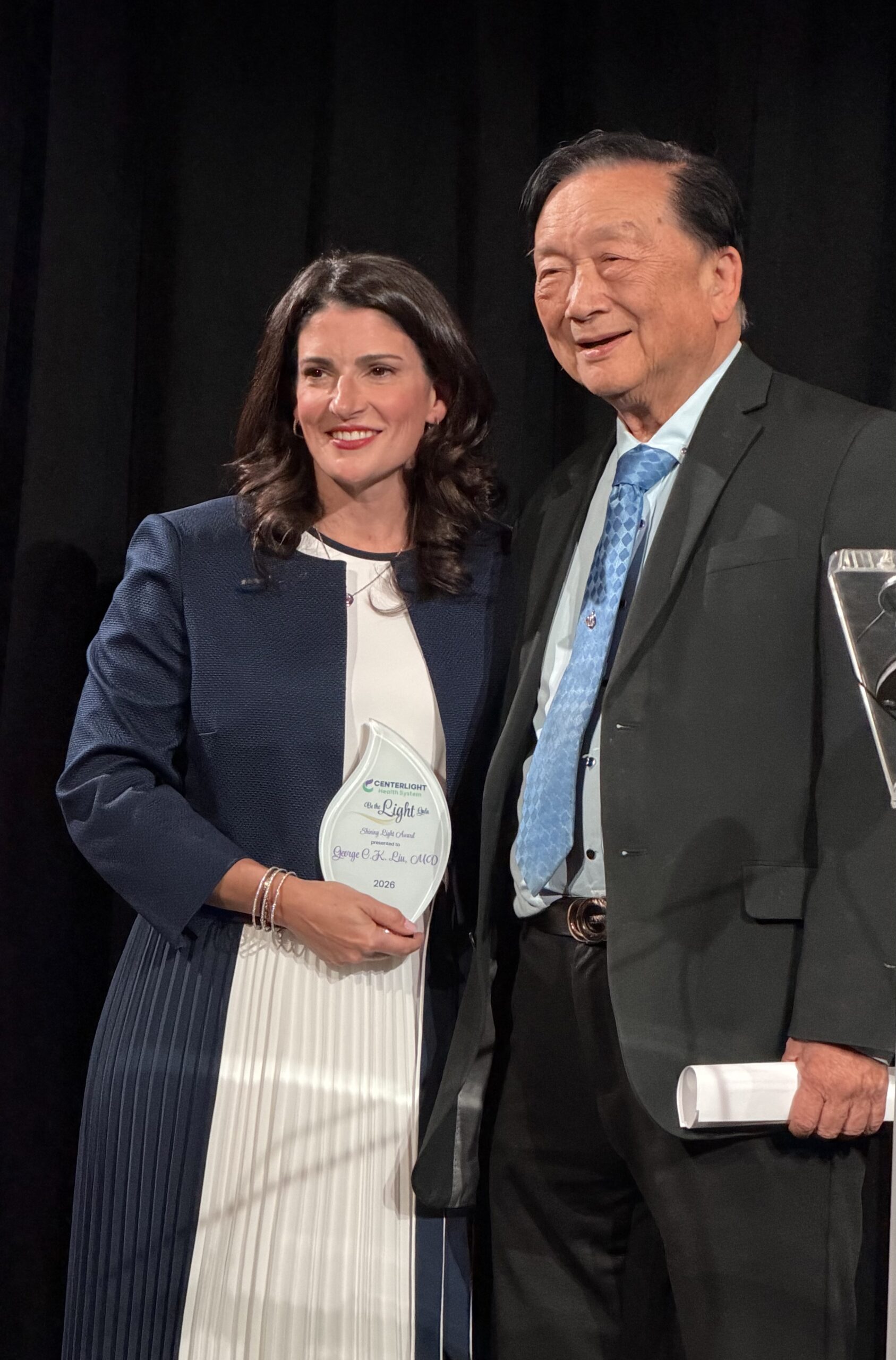 Dr. George Liu being Honored at CenterLight “Be the Light” Gala
